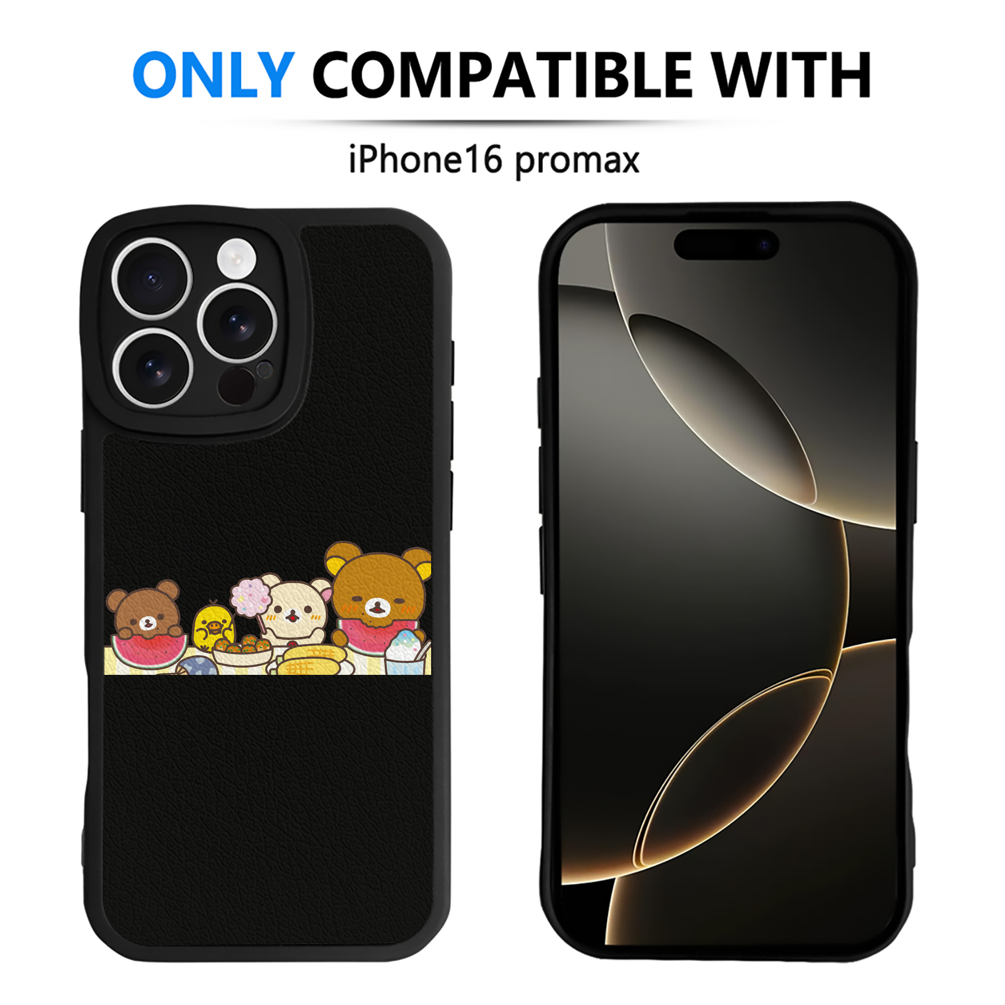 （画像用） リラックマ リラックマ キイロイトリ Rilakkuma Korilakkuma Kiiroitori 【iPhone 16シリーズ対応】シリコンスマホケース（レザー調） 材質：シリコン